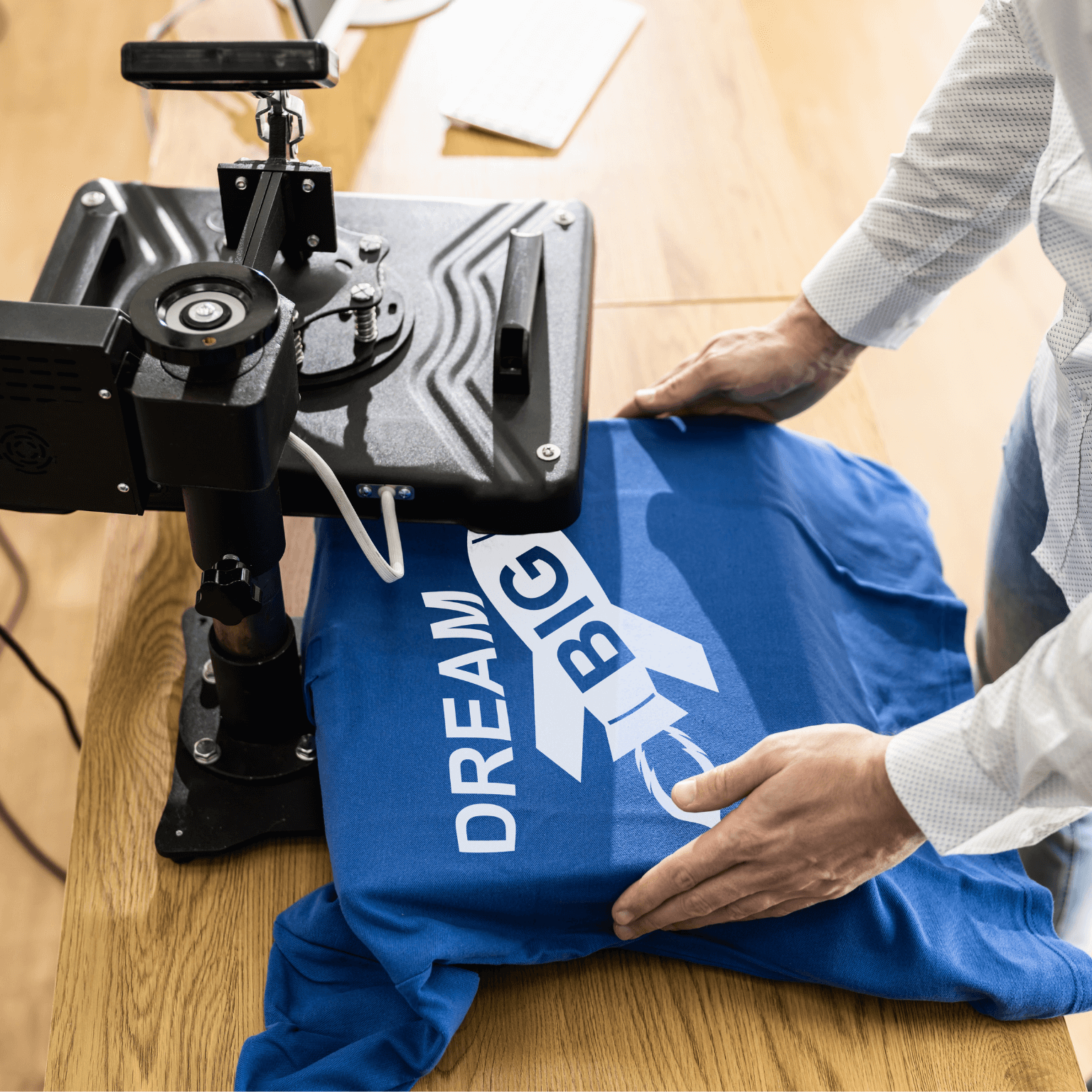 Custom printed T-shirts on hangers